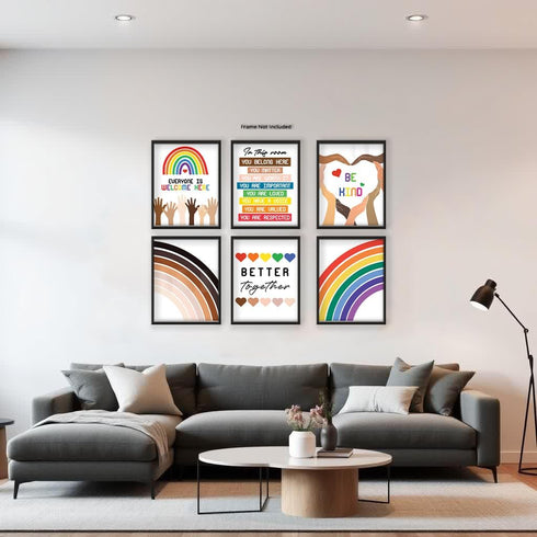Posterizer 6 pcs-Rainbow Diversity Posters for Classroom-Teachers & Classrooms-Gay & LGBTQ Art-Gift for Daughter, Son, Kids-Decor for nursery todd...